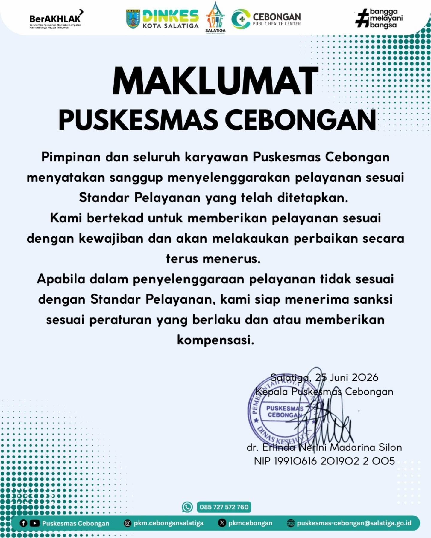 Maklumat Puskesmas Cebongan